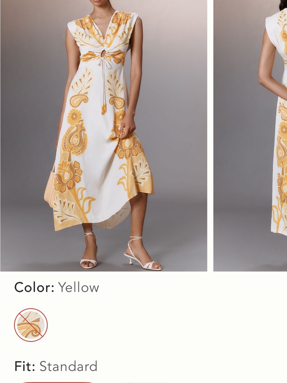 FARM Rio White and Yellow Paisley Tie-Front Maxi Dress NWT - Picture 3 of 6